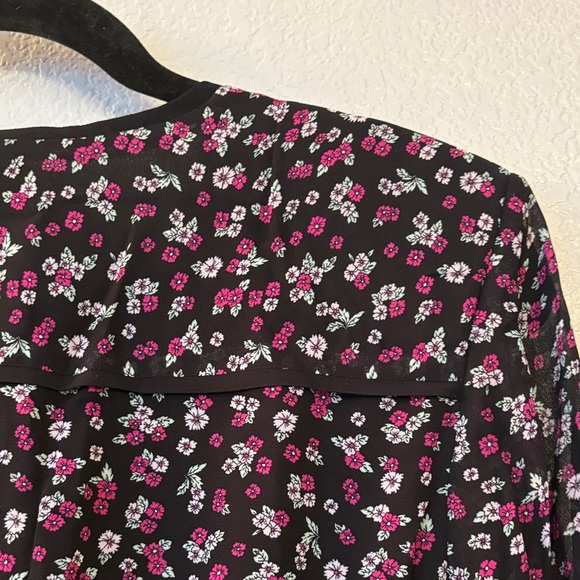 The Kooples Black and Pink Floral Blouse - Picture 12 of 13